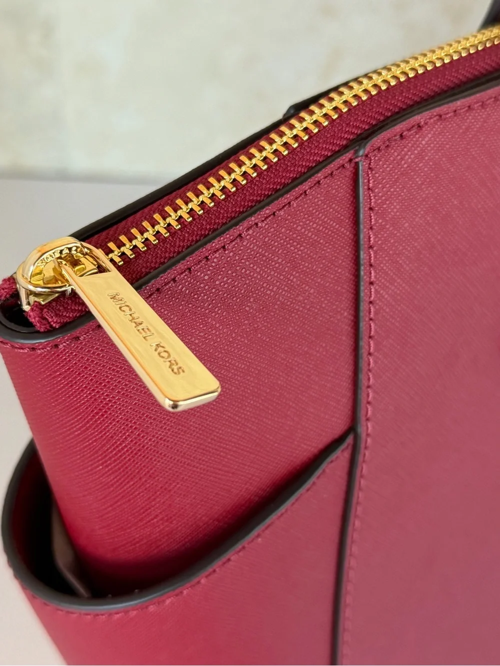 Michael Kors Marilyn MD Tote Shoulder Bag Cherry